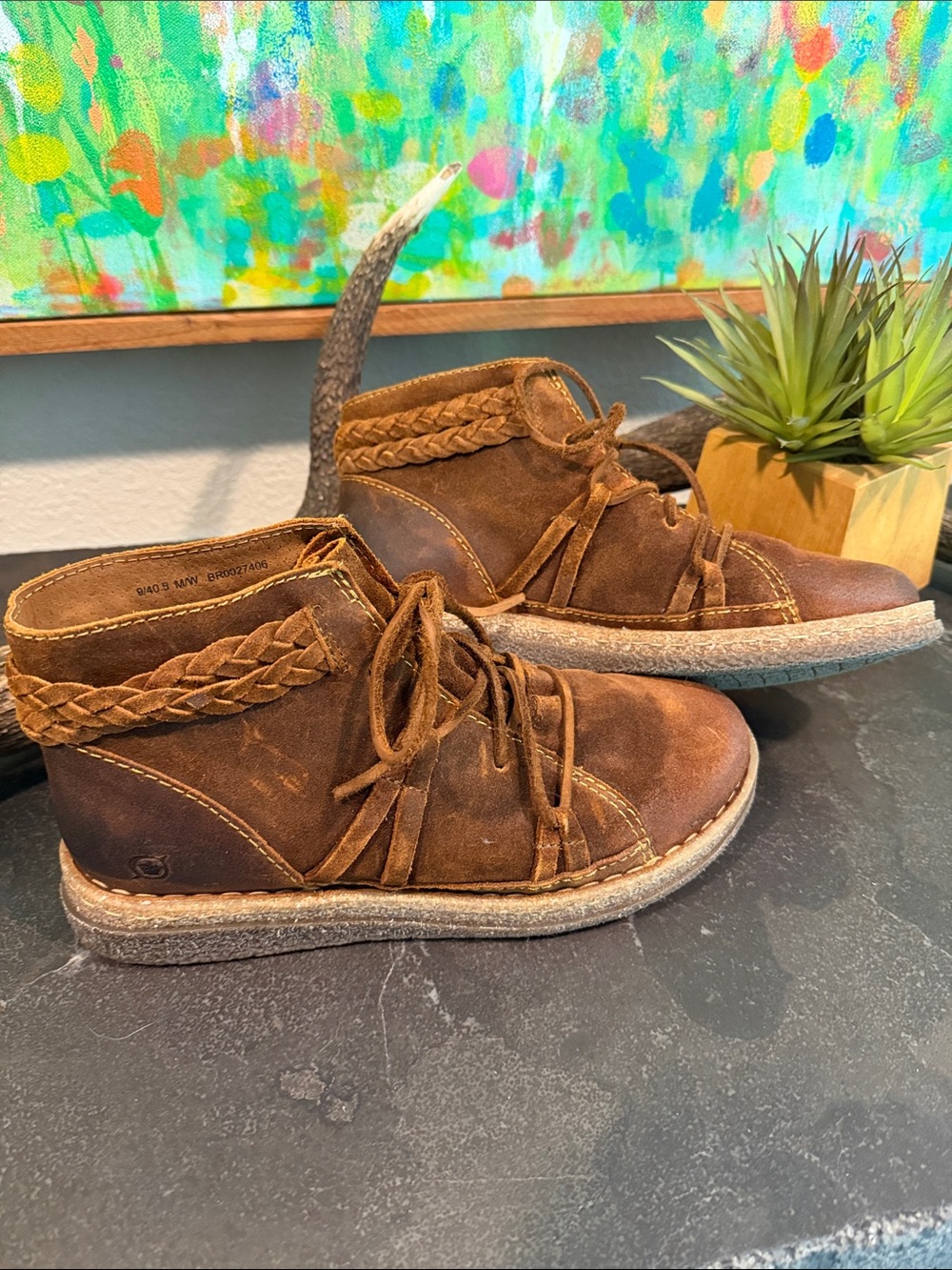 Brown Suede Lace-Up Ankle Boots